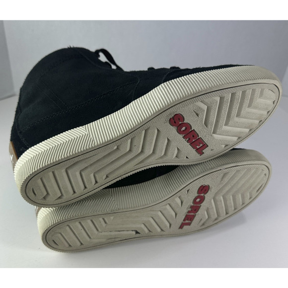 Sorel Out n About Wedge Shoes Suede Ankle Boot Black Lace Sneakers Women's 8.5 - Picture 11 of 16